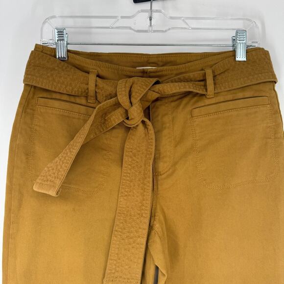 NWT Loft Cropped Pants Womens 6P Camel Paperbag Waist Belted High Rise Stretch - Picture 10 of 11